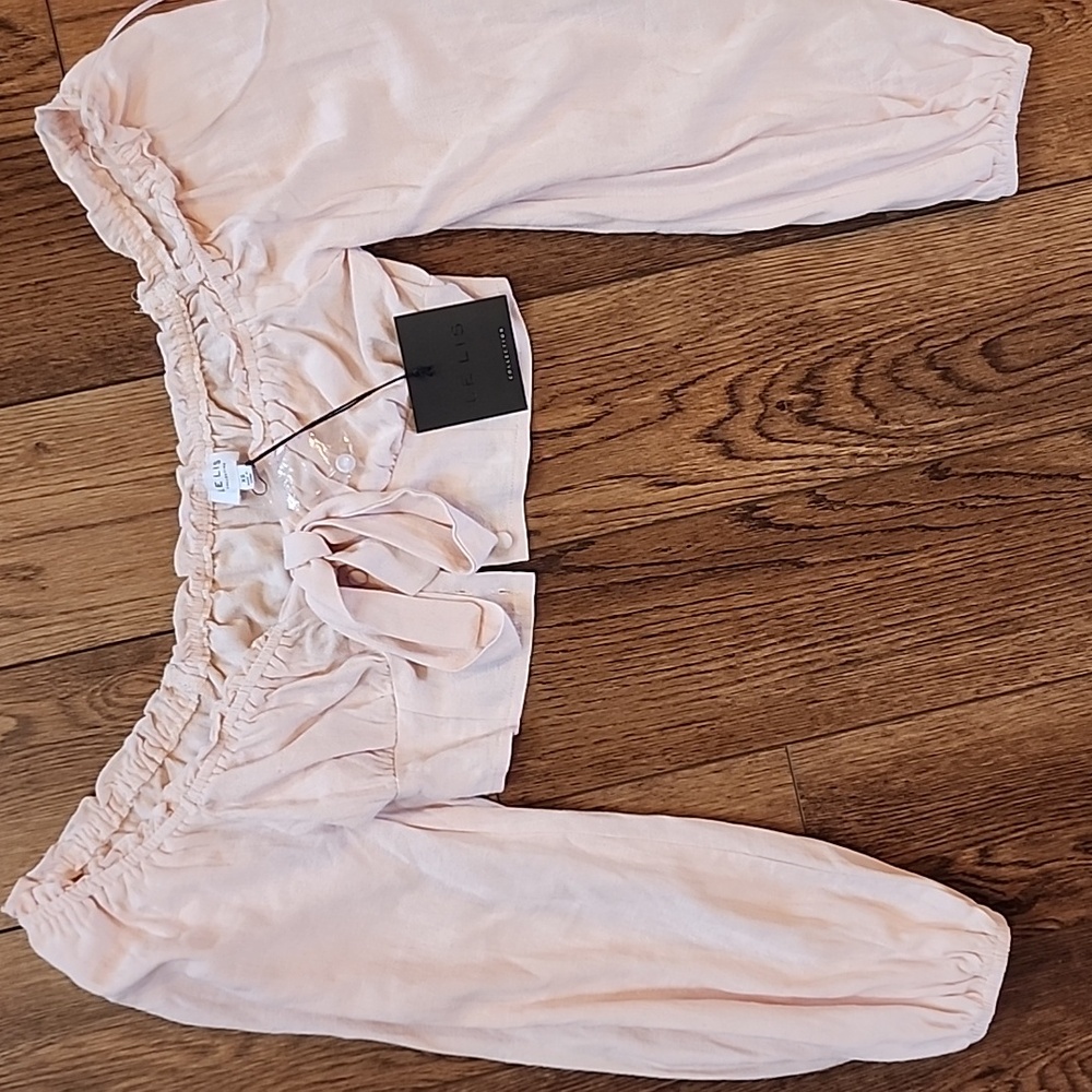 Le Lis Blush Pink Ruffled Crop Top